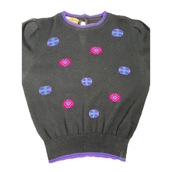 Vintage 80s Umi Collections By Anne Crimmins Sweater Black Retro Size Medium - Picture 7 of 8